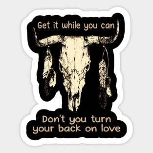 Get It While You Can Don't You Turn Your Back On Love Love Music Bull-Skull Sticker